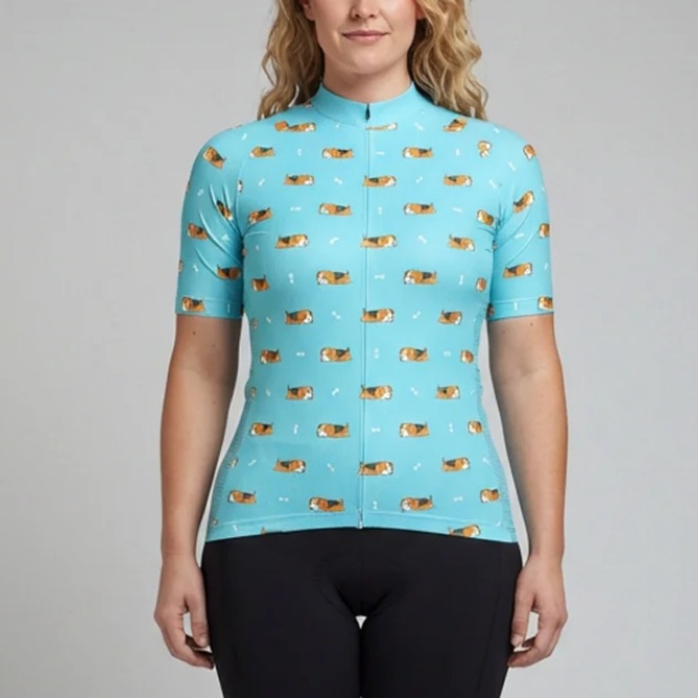 WOMEN'S SLEEPING BEAGLE SHORT SLEEVE CYCLING JERSEY Size 3XL